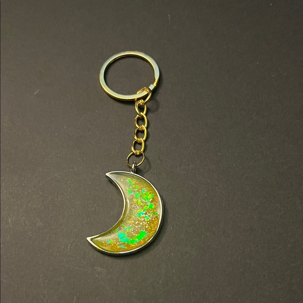 Gold and Green Crescent Moon Key Holder